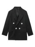 Simone Rocha flower-embellished double-breasted blazer - Grey