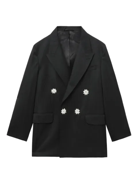 Simone Rocha flower-embellished double-breasted blazer