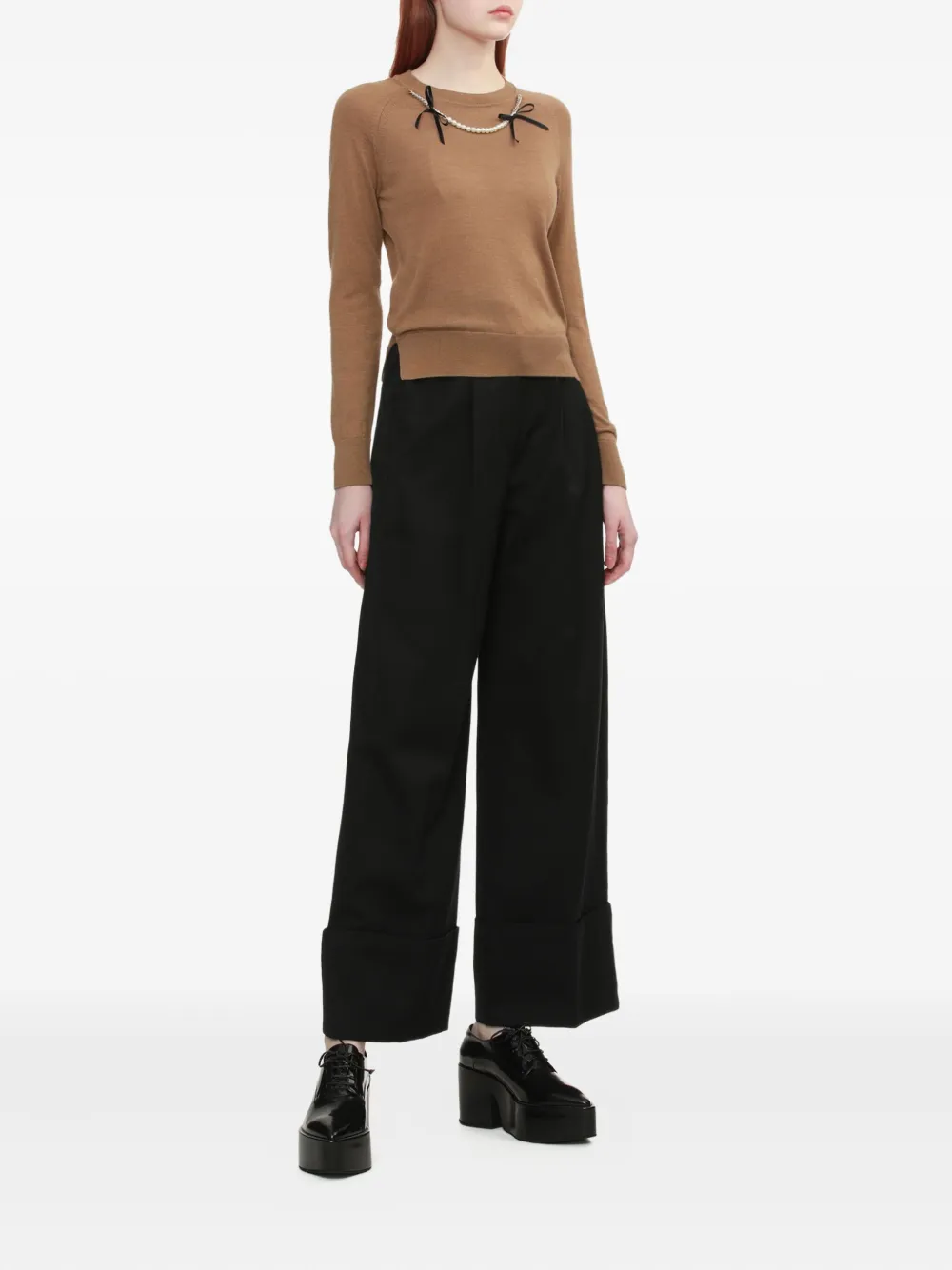 Simone Rocha Embellished Raglan-sleeve Sweater In Brown