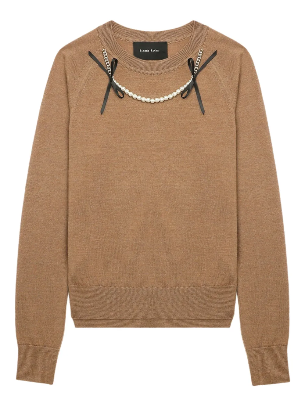 Simone Rocha Embellished Raglan-sleeve Sweater In Brown