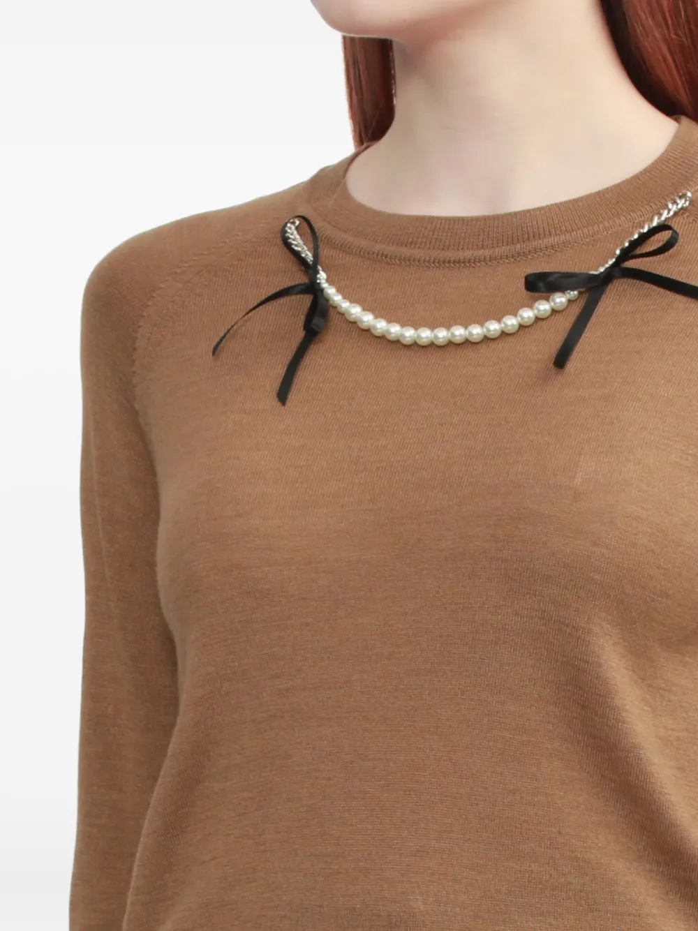 Simone Rocha Embellished Raglan-sleeve Sweater In Brown