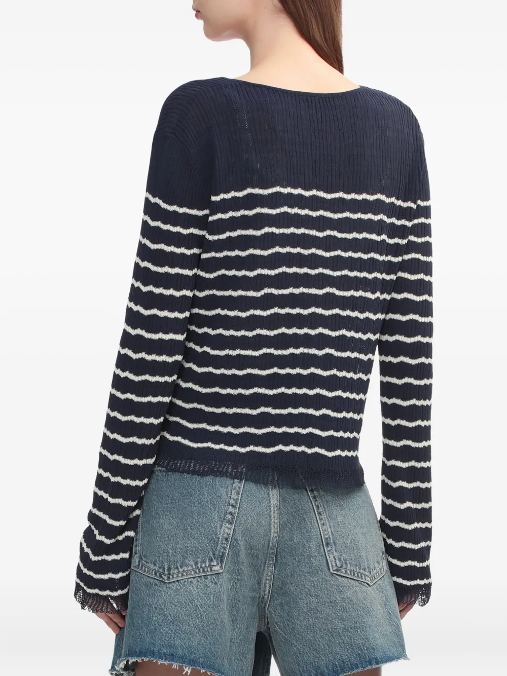 rag & bone Gestreept vest met gestrikte voorkant Blauw