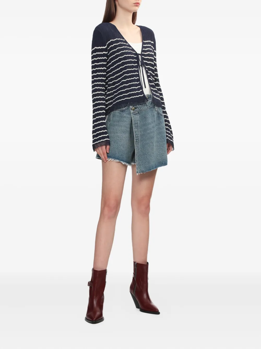 rag & bone Gestreept vest met gestrikte voorkant Blauw