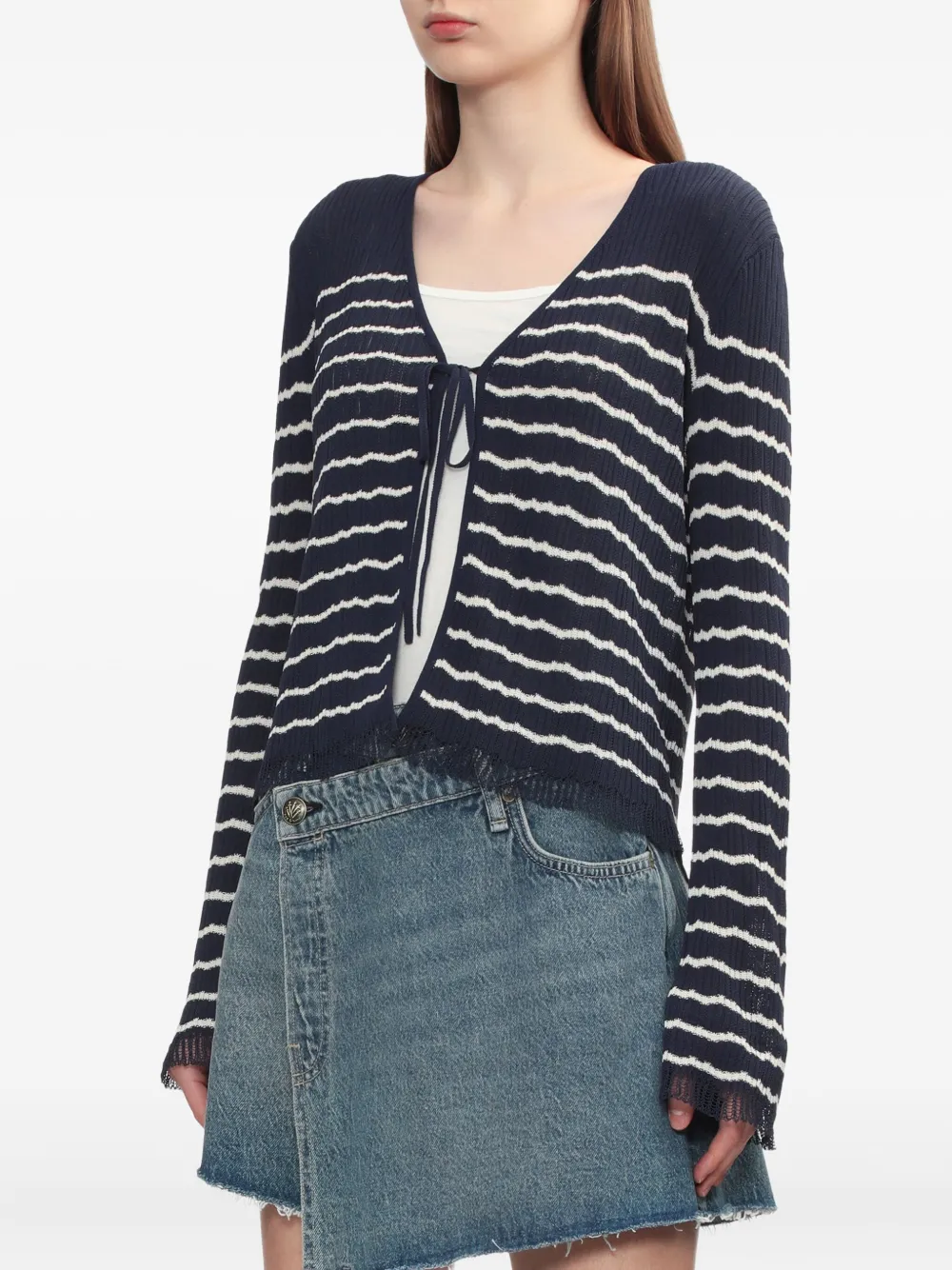 rag & bone Gestreept vest met gestrikte voorkant Blauw