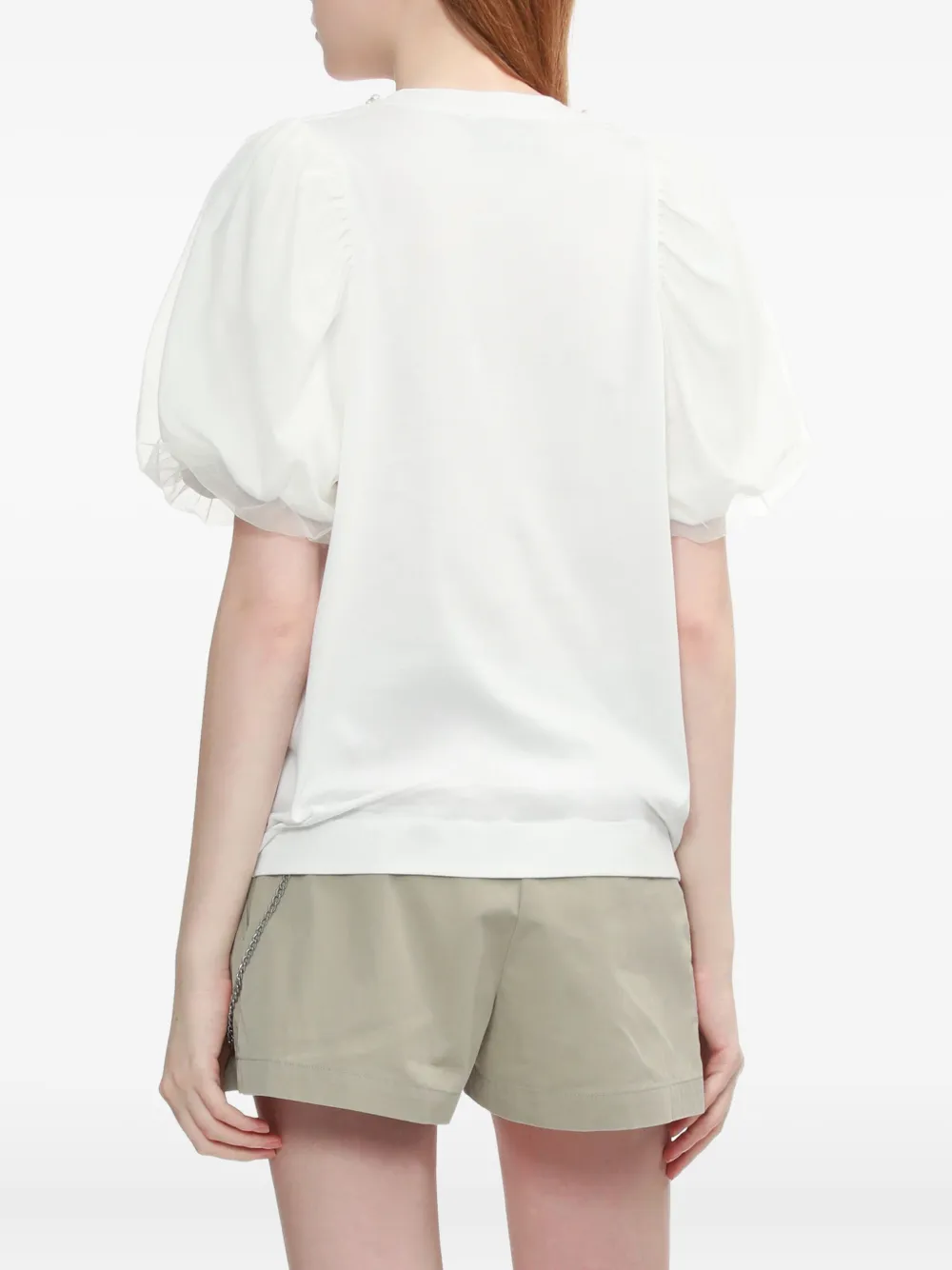 Simone Rocha pearl-embellished puff-sleeve top Wit