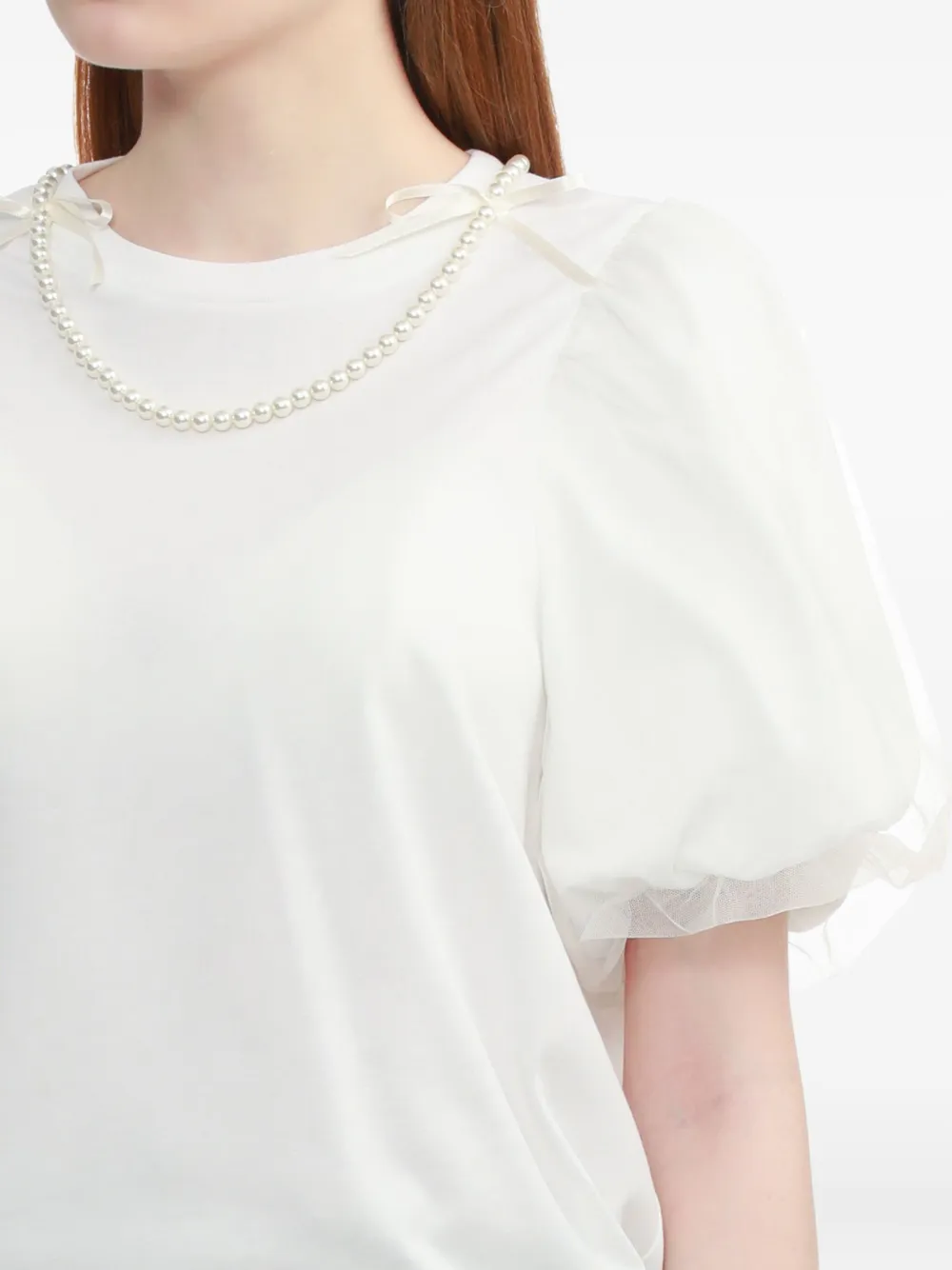 Simone Rocha pearl-embellished puff-sleeve top Wit