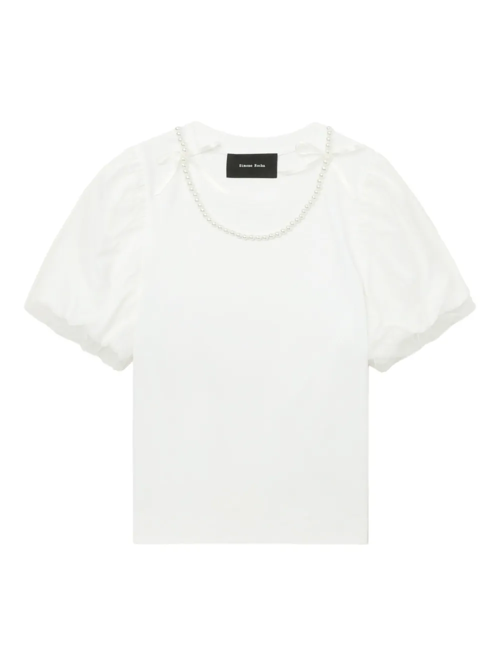Simone Rocha pearl-embellished puff-sleeve top Wit