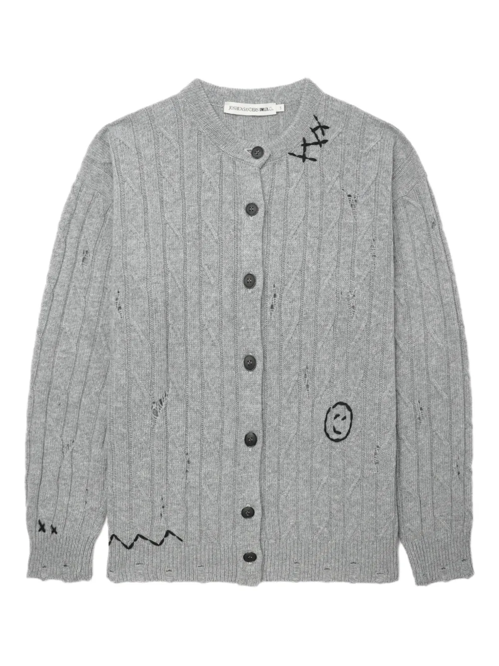 cable-knit distressed-effect cardigan