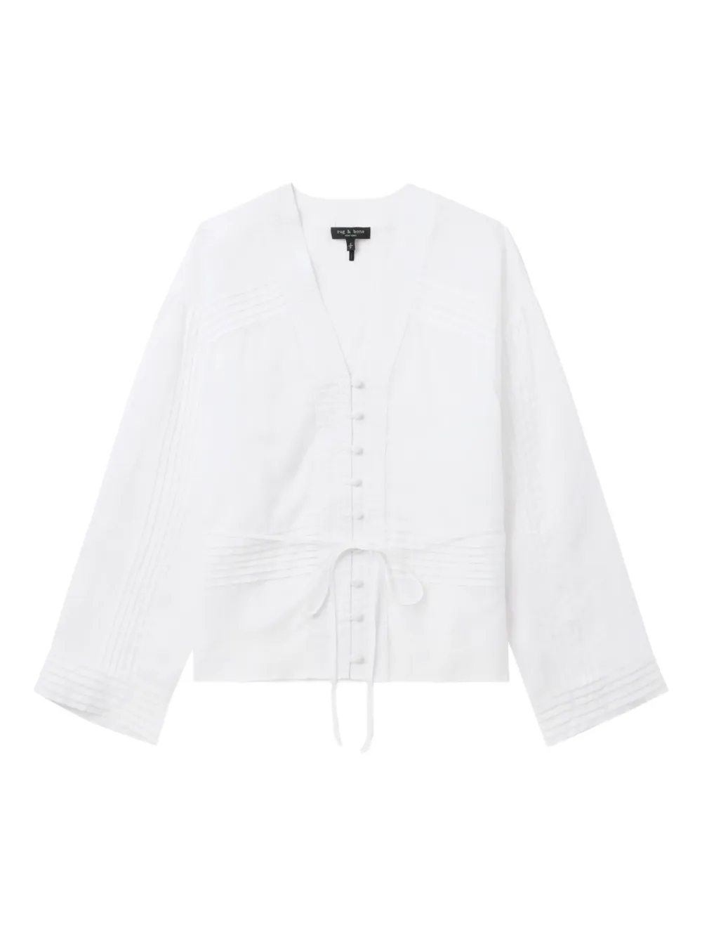 Rag & Bone Viviana Pintuck V-neck Shirt In White