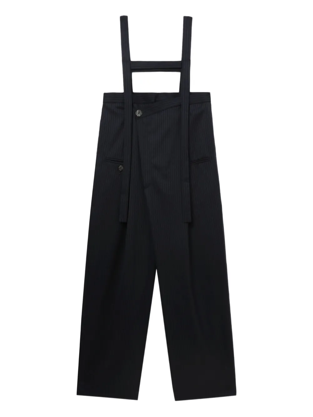 pinstripe suspender jumpsuit