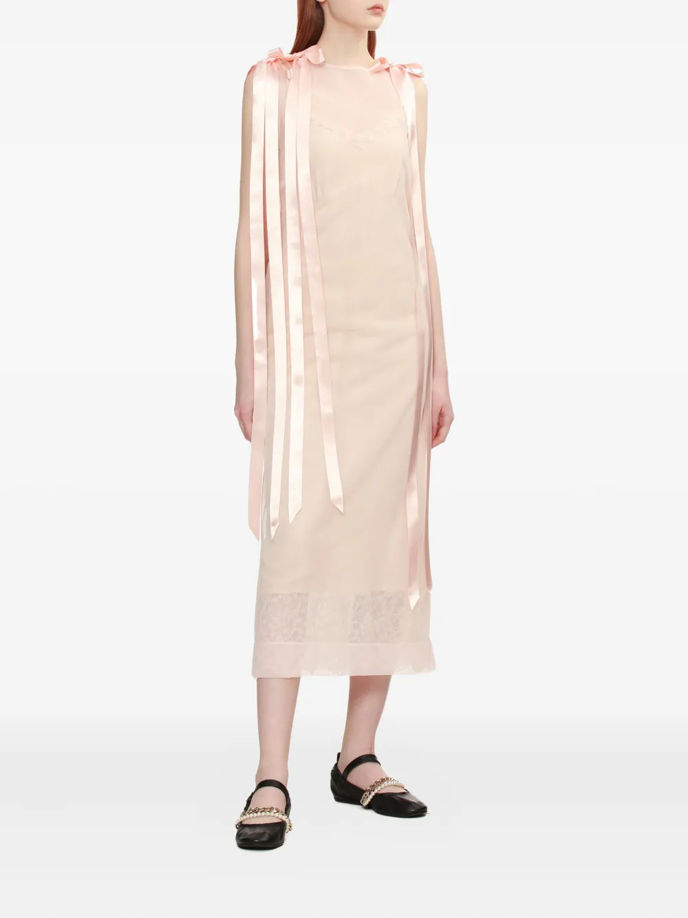 Simone Rocha Midi-jurk met lintkant - Roze
