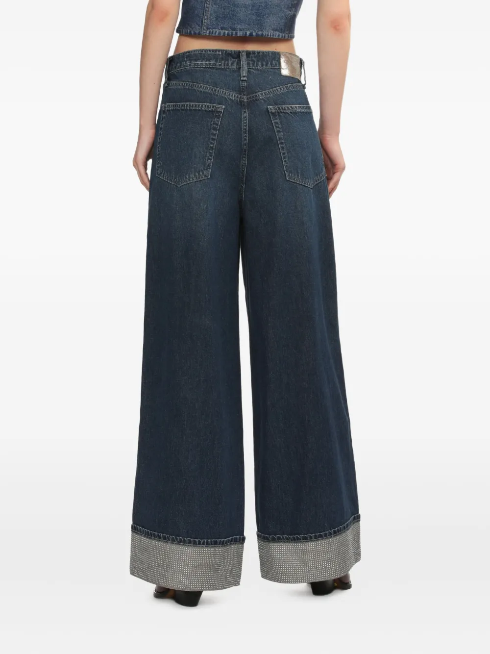rag & bone Sofie jeans met wijde pijpen en cuffs Blauw