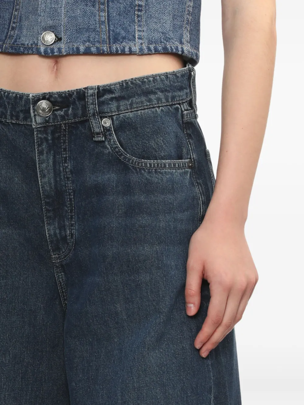 rag & bone Sofie jeans met wijde pijpen en cuffs Blauw