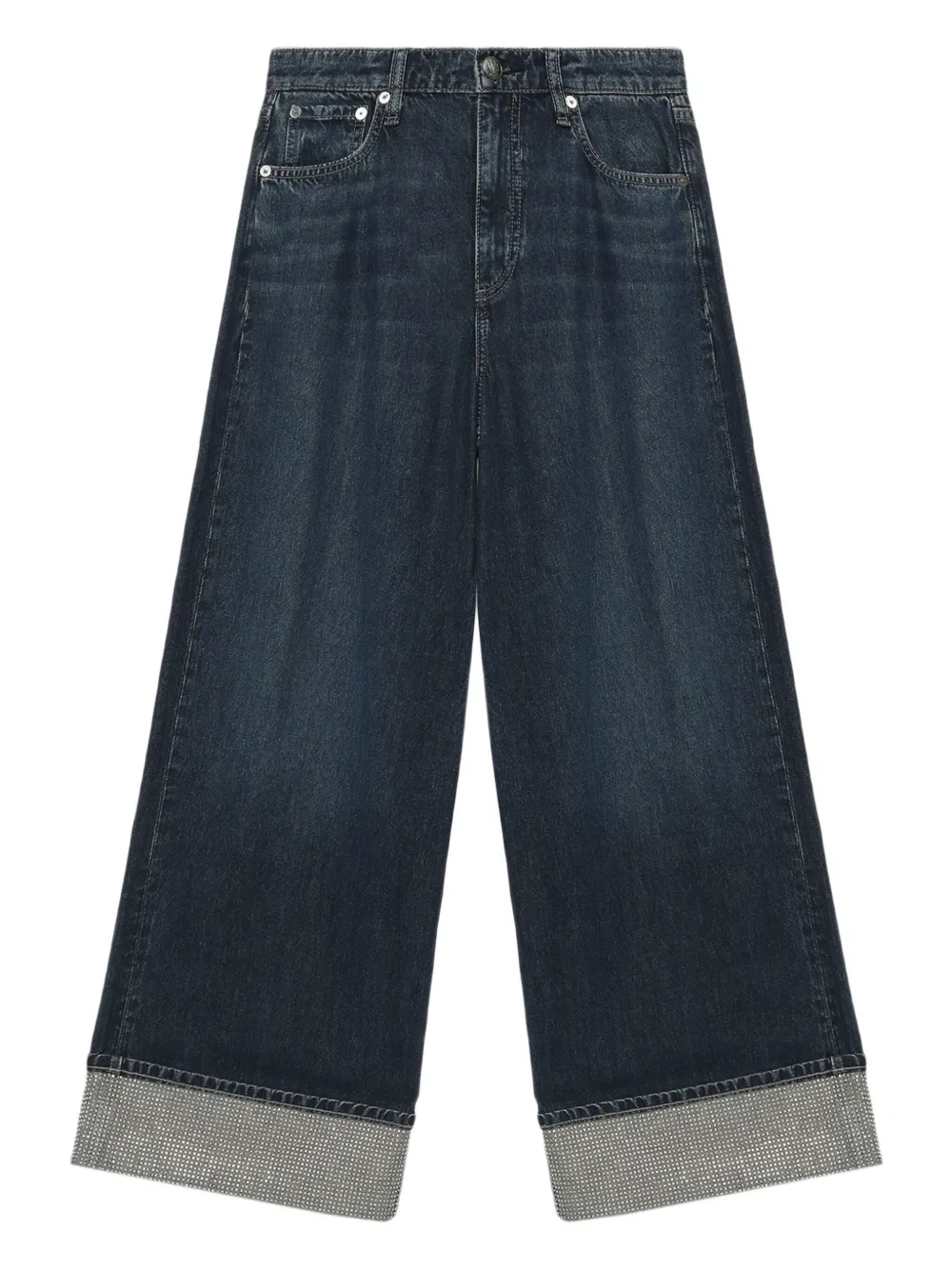 Rag & bone Sofie jeans met wijde pijpen en cuffs Blauw