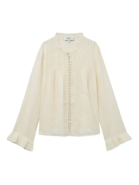 Sea pearl-embellished blouse