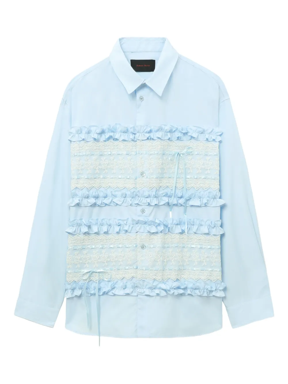 lace-insert ruffled shirt