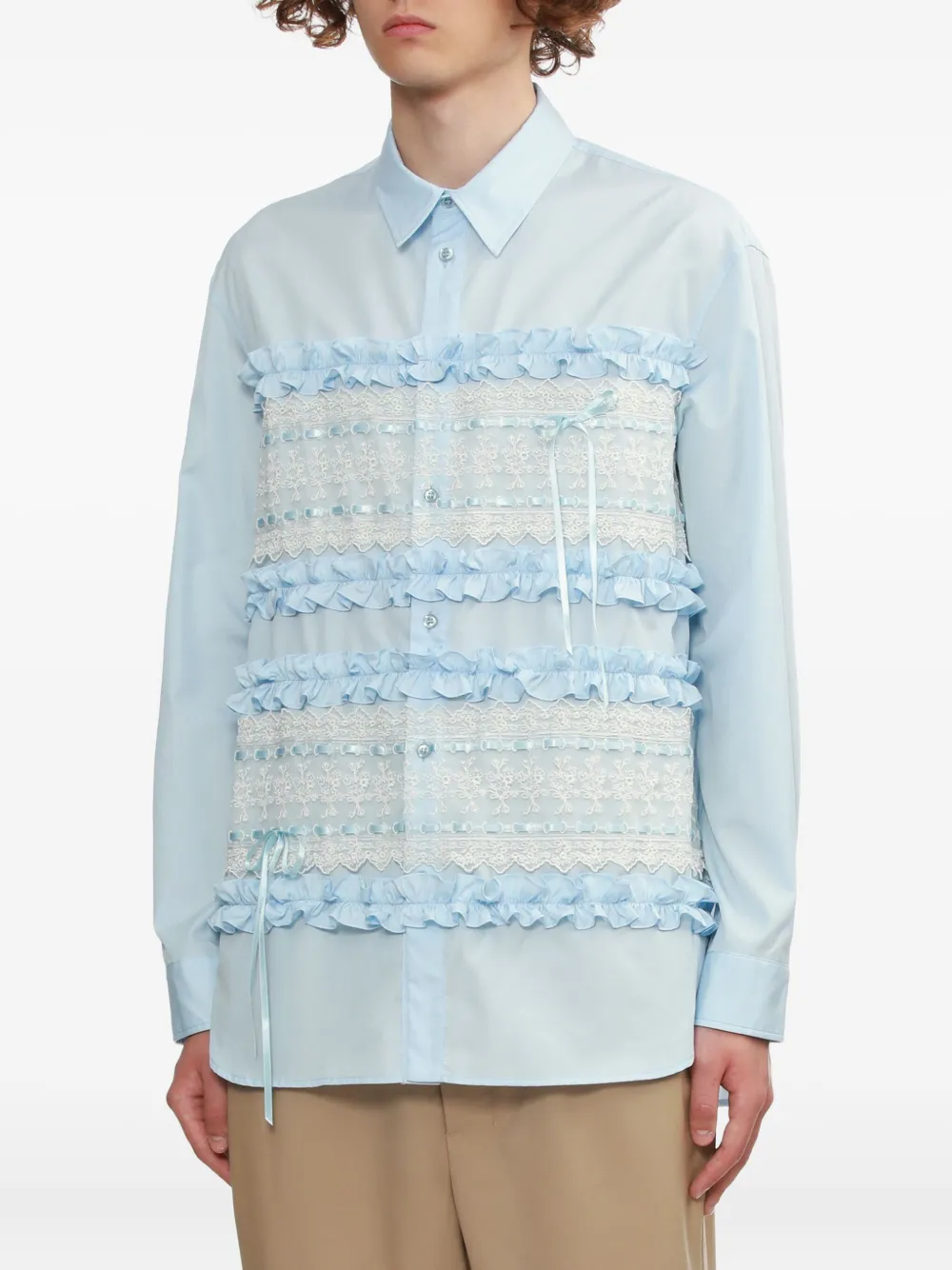 Simone Rocha Overhemd met ruches en kanten vlakken Blauw