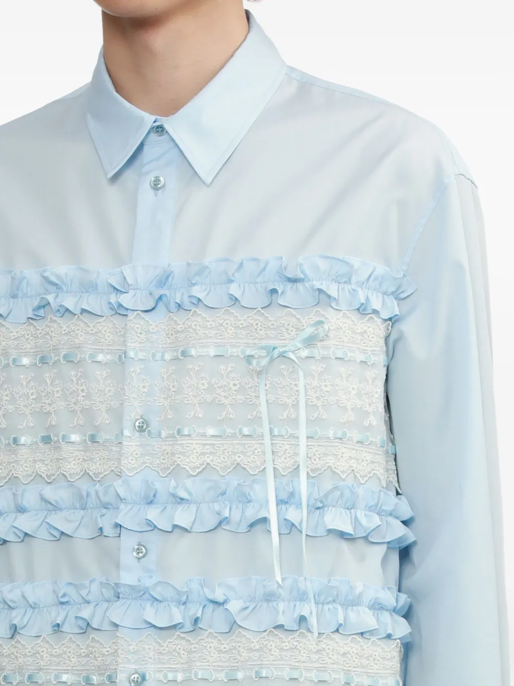 Simone Rocha Overhemd met ruches en kanten vlakken Blauw