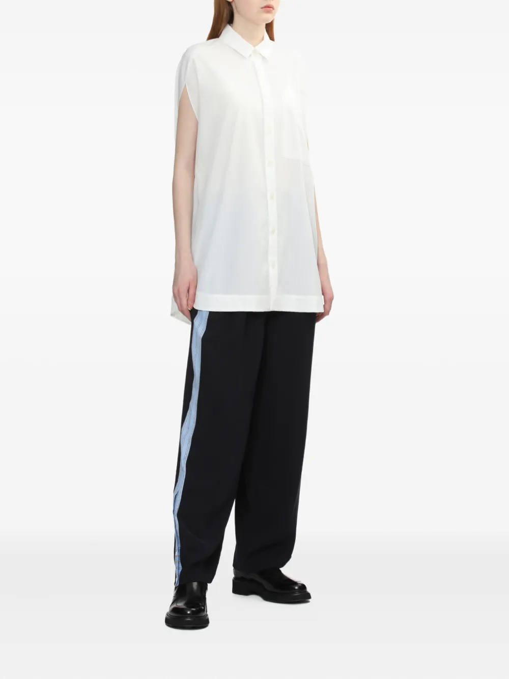Enföld Broek met gestreept vlak - Blauw