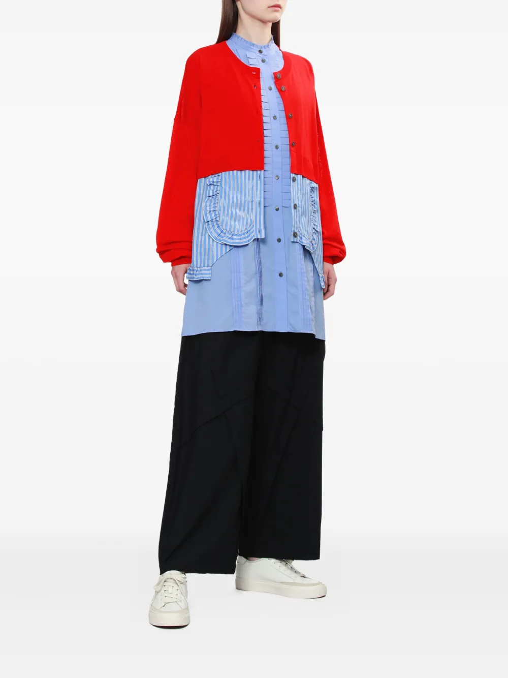 Enföld Ruffled Cotton Cardigan In Red