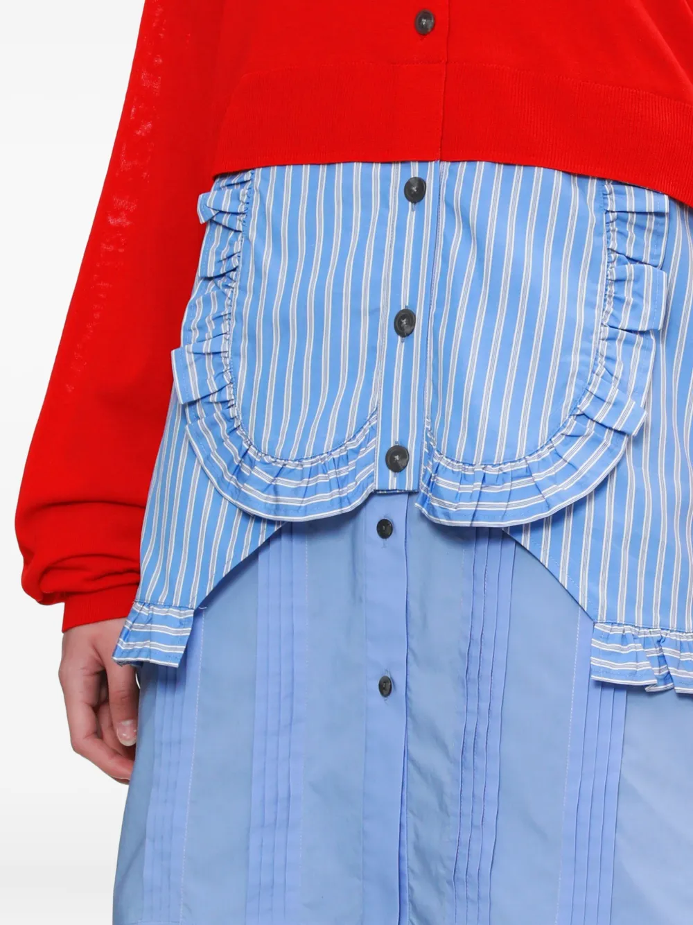 Enföld Ruffled Cotton Cardigan In Red