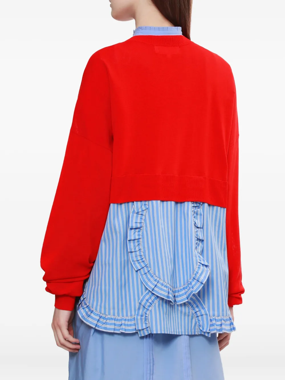 Enföld Ruffled Cotton Cardigan In Red