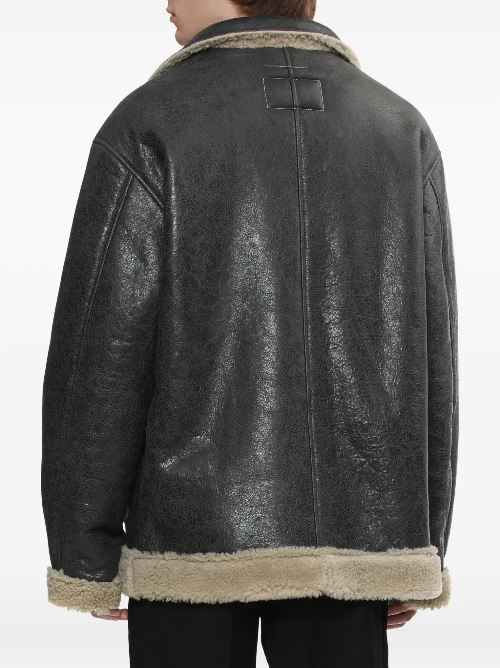 MM6 Maison Margiela Jack met lamsleer en lammy vlak Zwart
