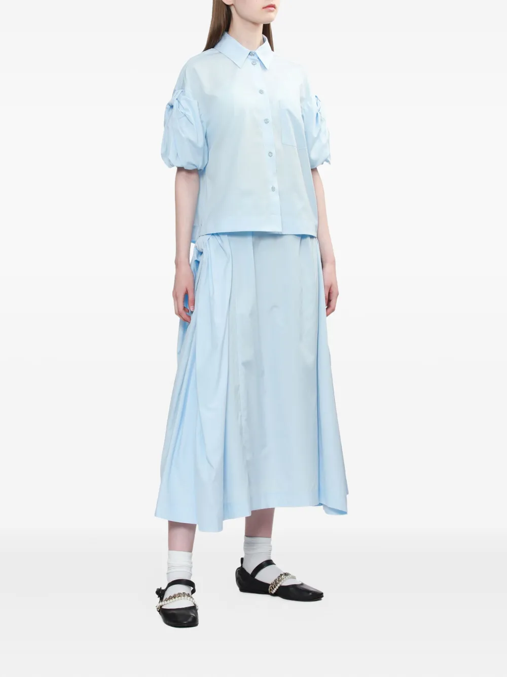 Simone Rocha Midi-plooirok met vlakken - Blauw