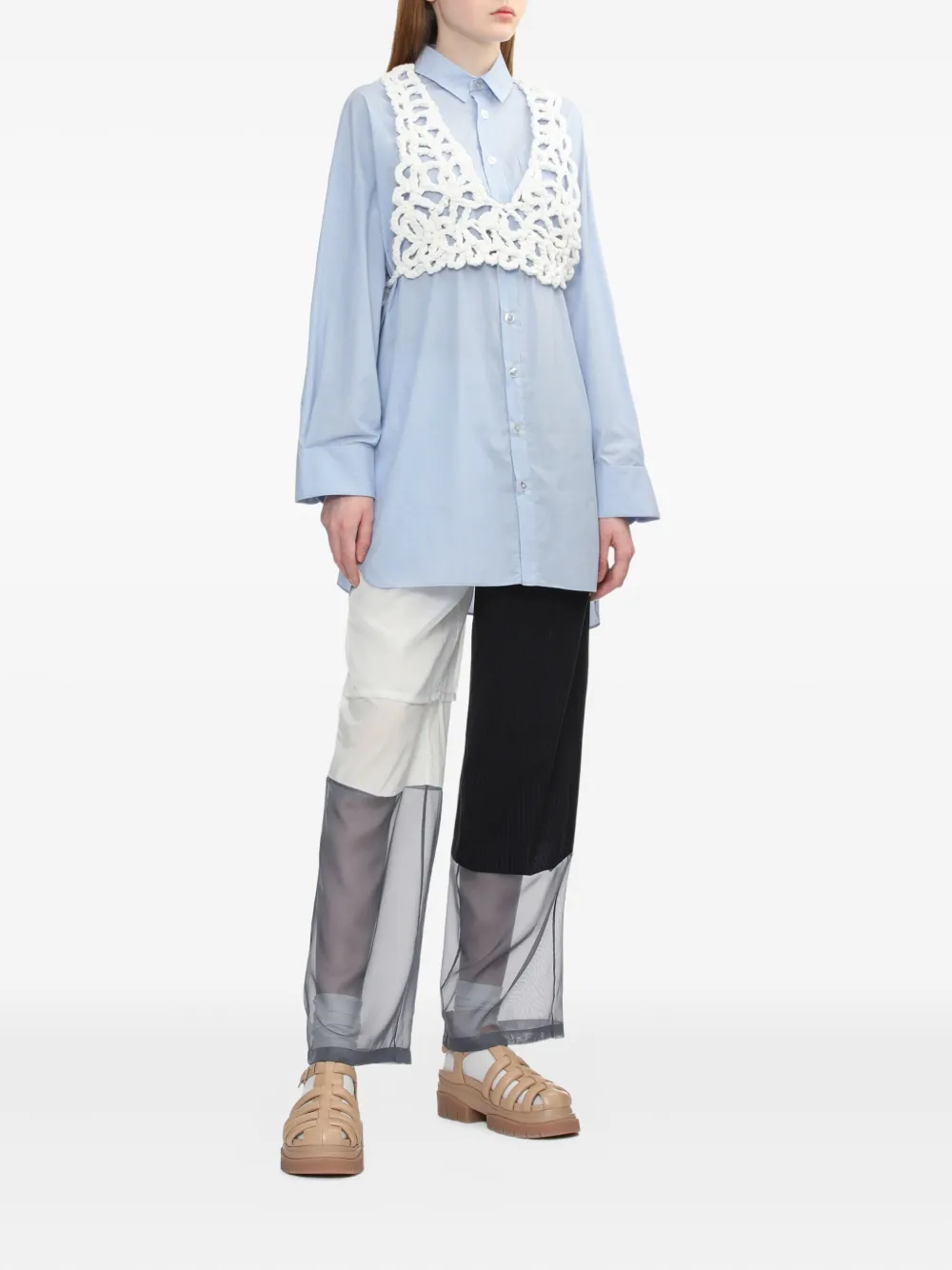 Enföld Broek met krijtstreep en vlakken - Zwart