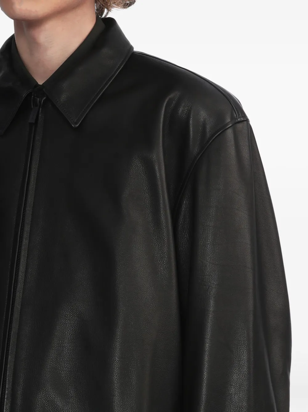 Fear Of God Rider leren jack met rits Zwart