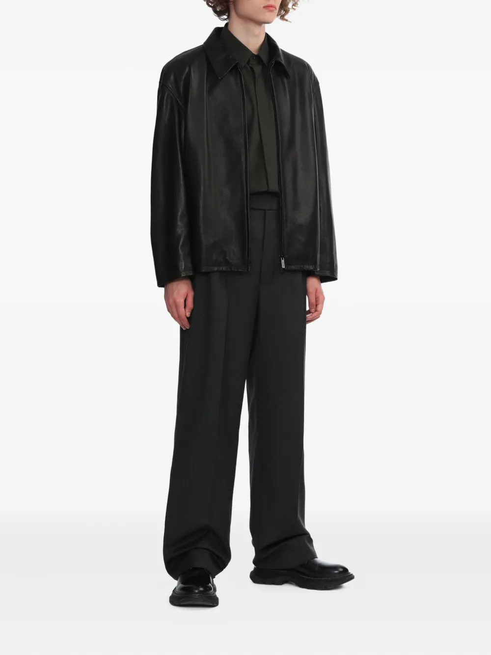 Fear Of God Rider leren jack met rits Zwart