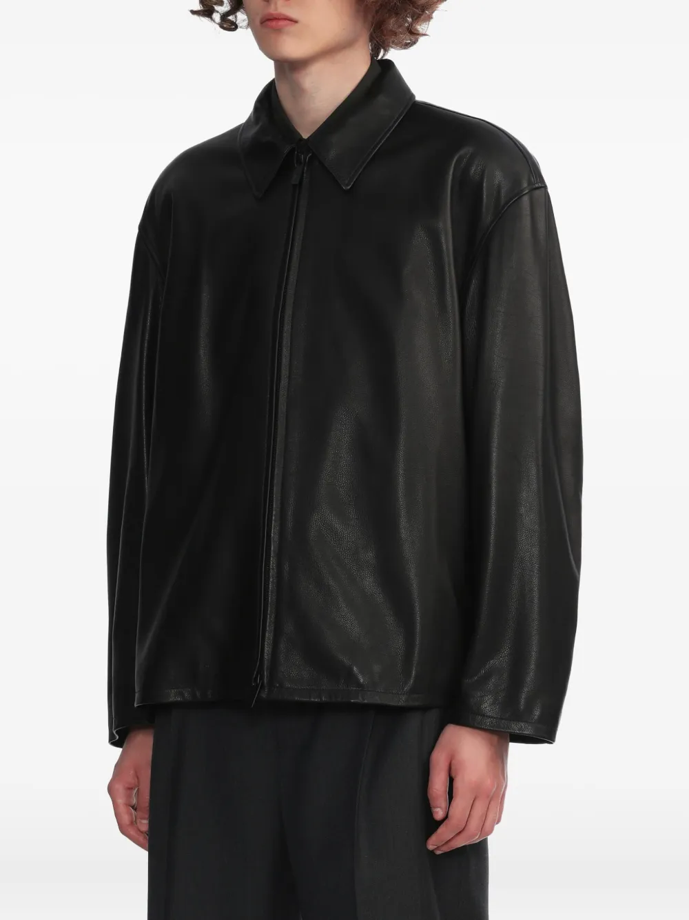 Fear Of God Rider leren jack met rits Zwart