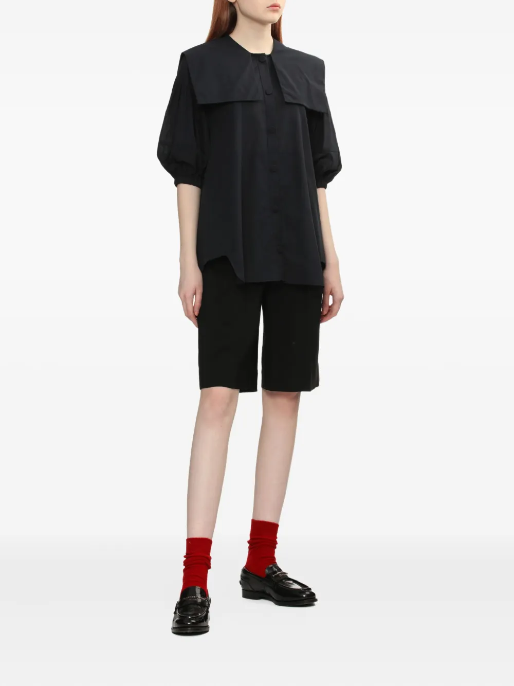 Enföld Blouse met ballonmouwen - Blauw