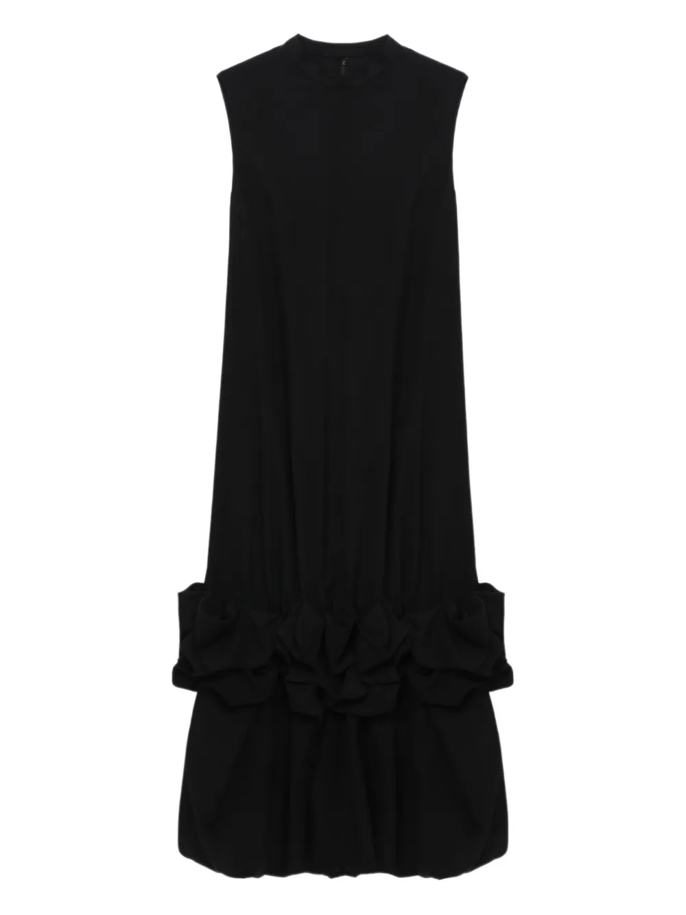 Enföld Ruffled-detail Mock-neck Midi Dress In Black