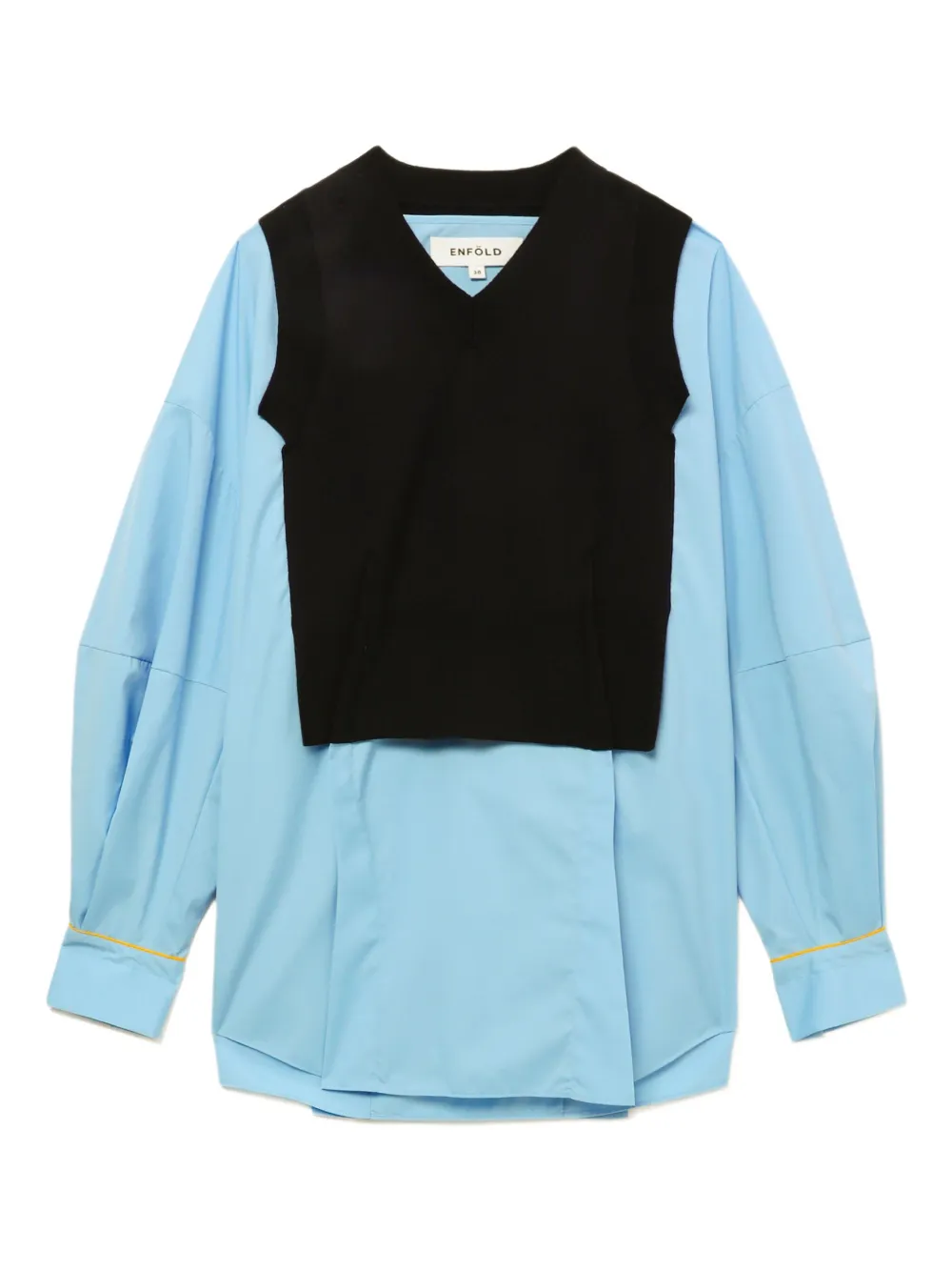 V-neck knit-panel blouse