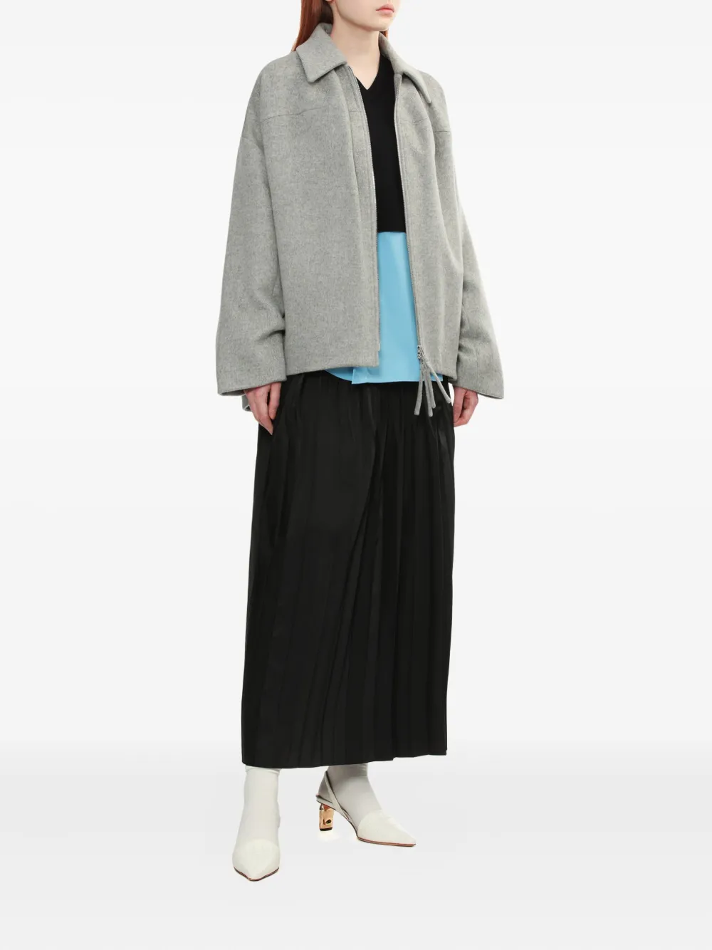 Enföld Blouse met V-hals en gebreid vlak - Blauw