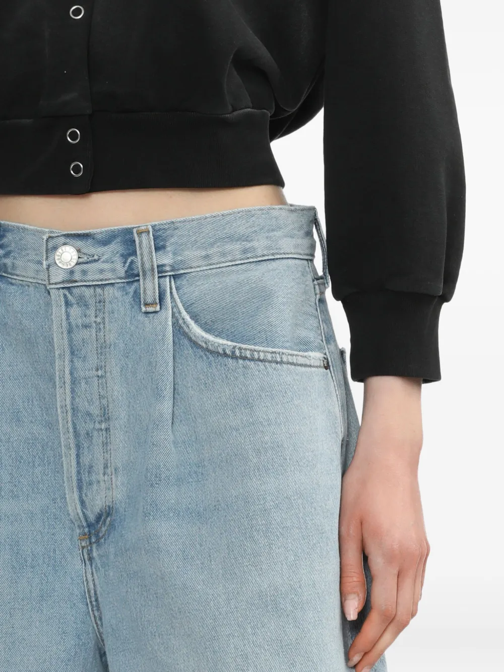 AGOLDE Denim shorts met plooien Blauw