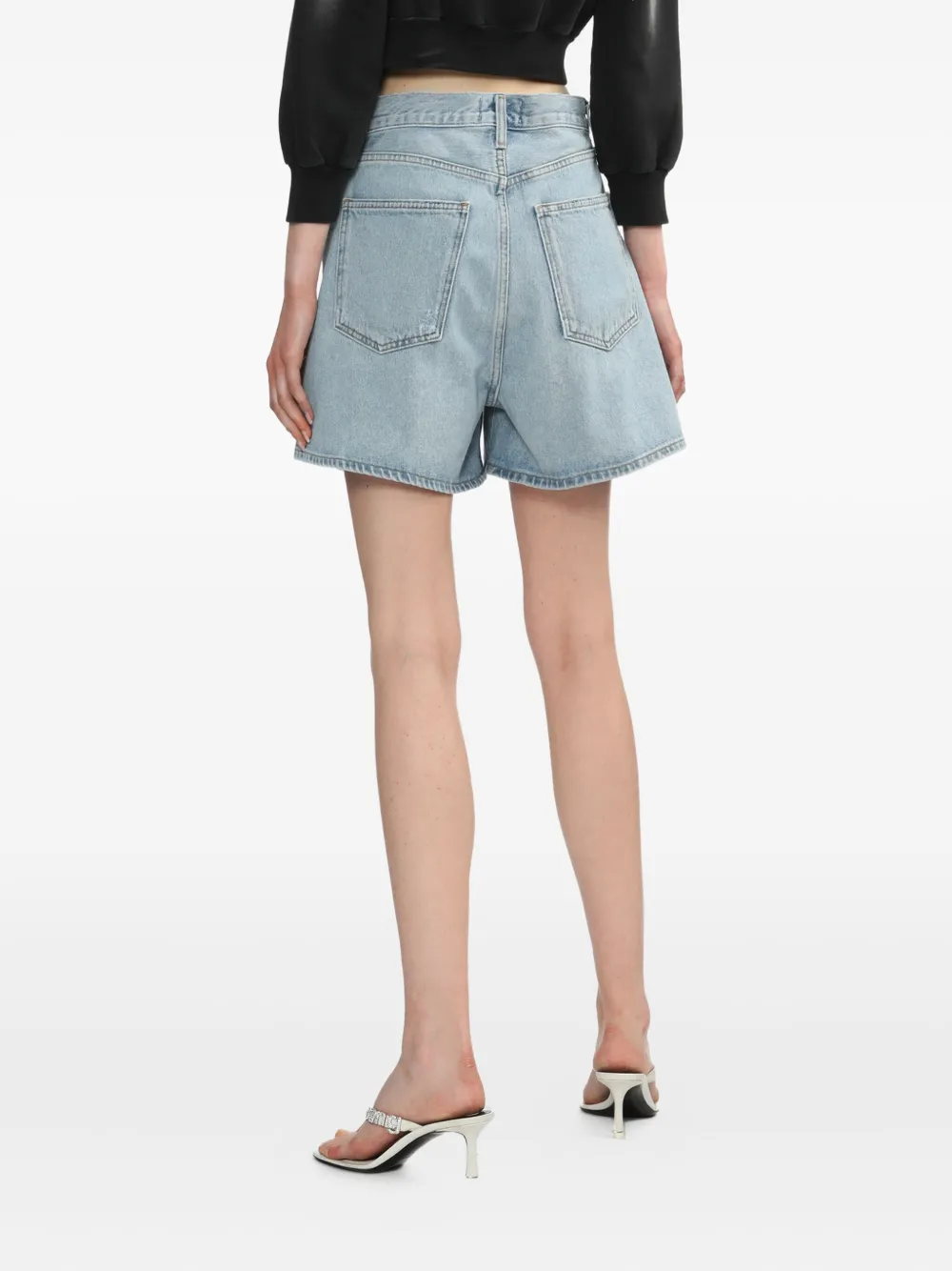 AGOLDE Denim shorts met plooien Blauw