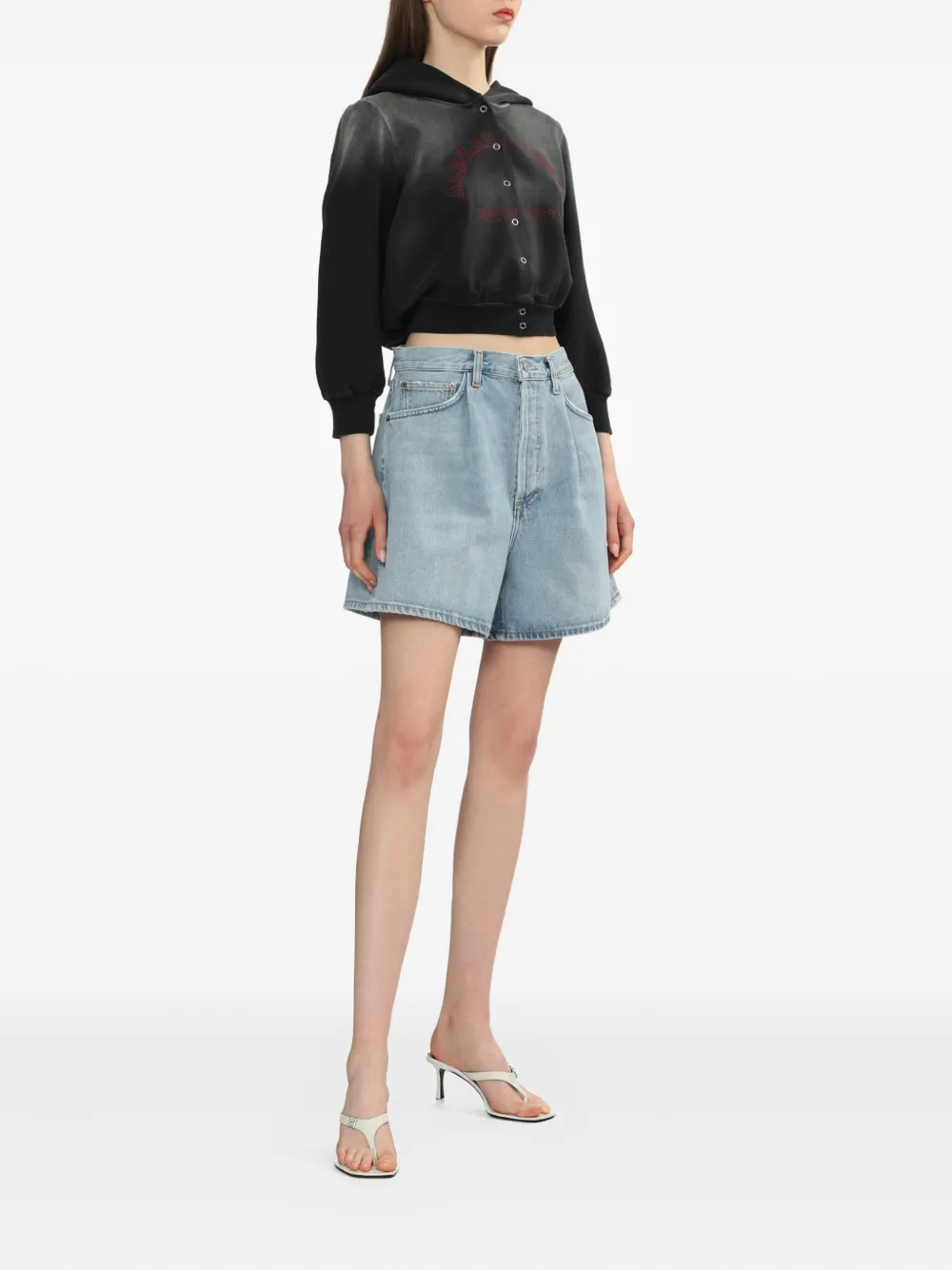 AGOLDE Denim shorts met plooien Blauw