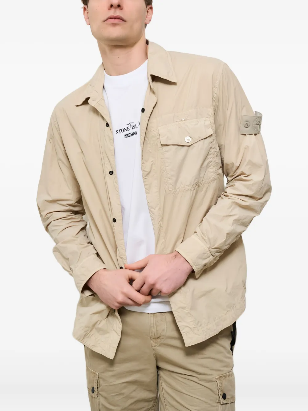Stone Island pocket overshirt Beige