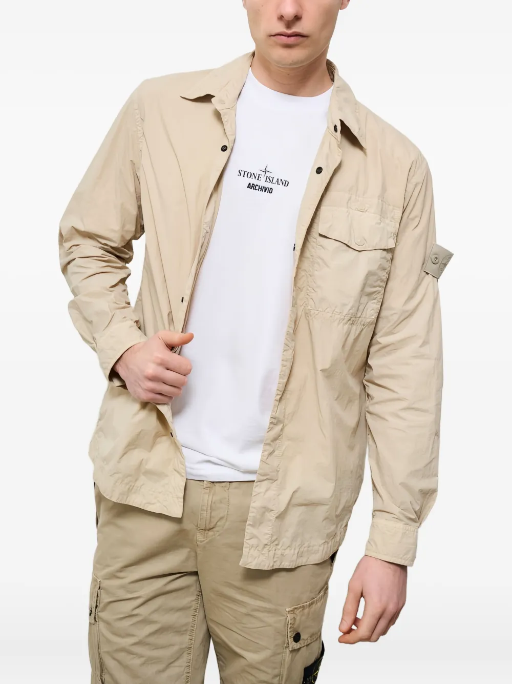 Stone Island pocket overshirt Beige