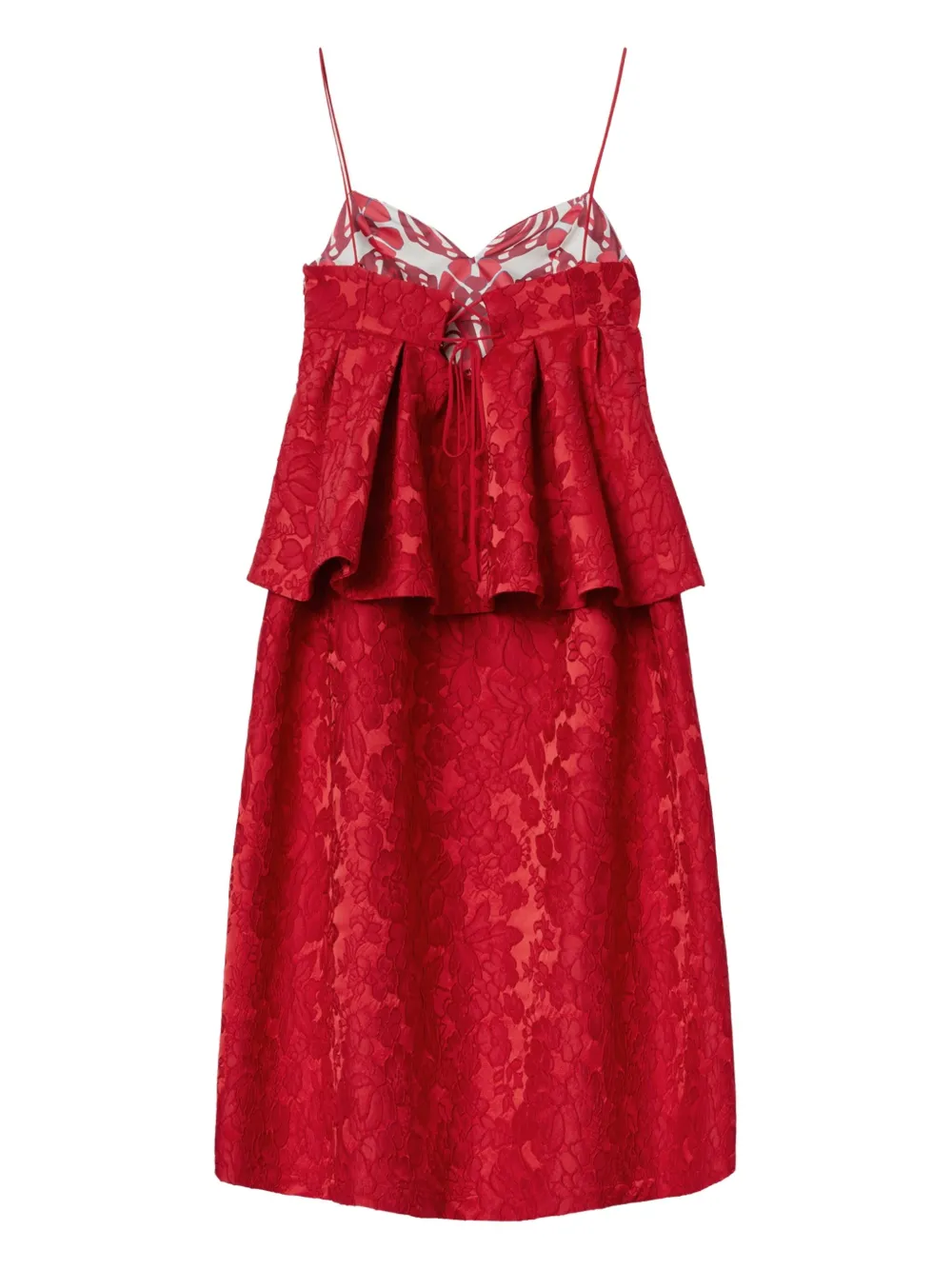La DoubleJ Satine peplum midi dress Rood
