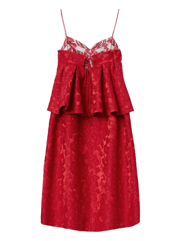 La DoubleJ Satine Peplum Midi Dress | Red | FARFETCH
