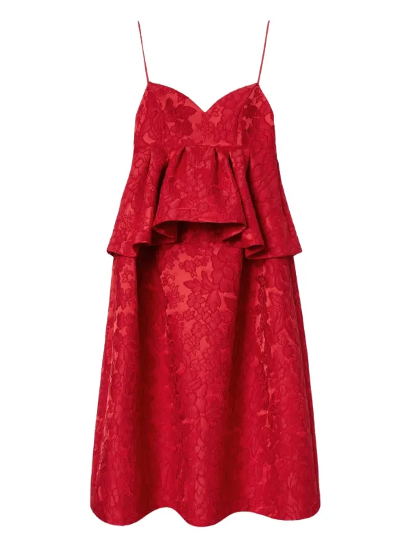 La DoubleJ Satine Peplum Midi Dress | Red | FARFETCH