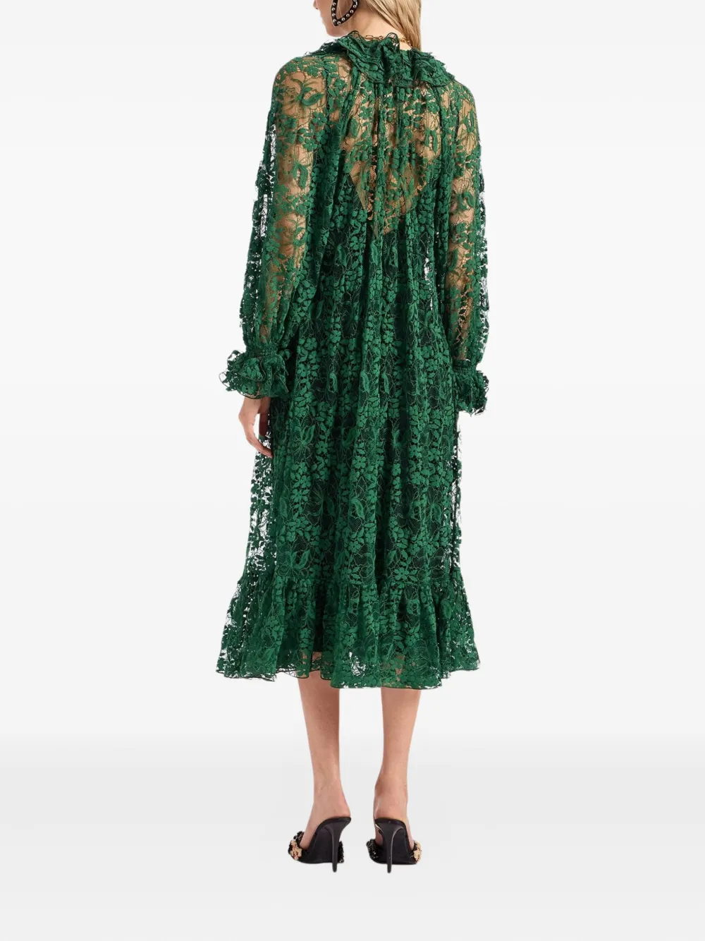 La Doublej Lace-embellishment Midi Dress In Green