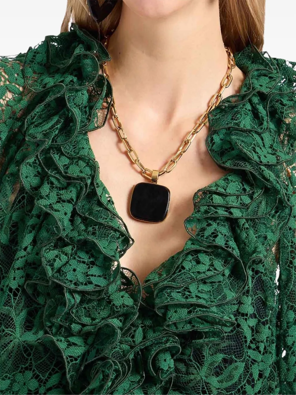 La DoubleJ Midi-jurk verfraaid met kant Groen