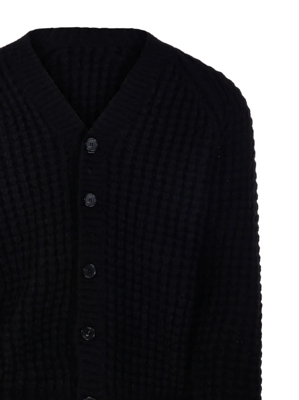 Roberto Collina Wafelgebreid button-up vest Zwart