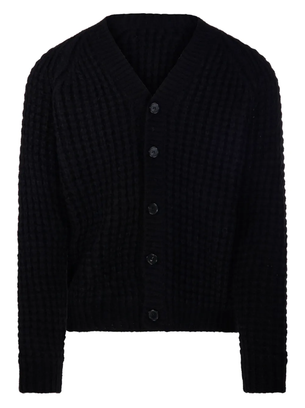 Roberto Collina Wafelgebreid button-up vest Zwart