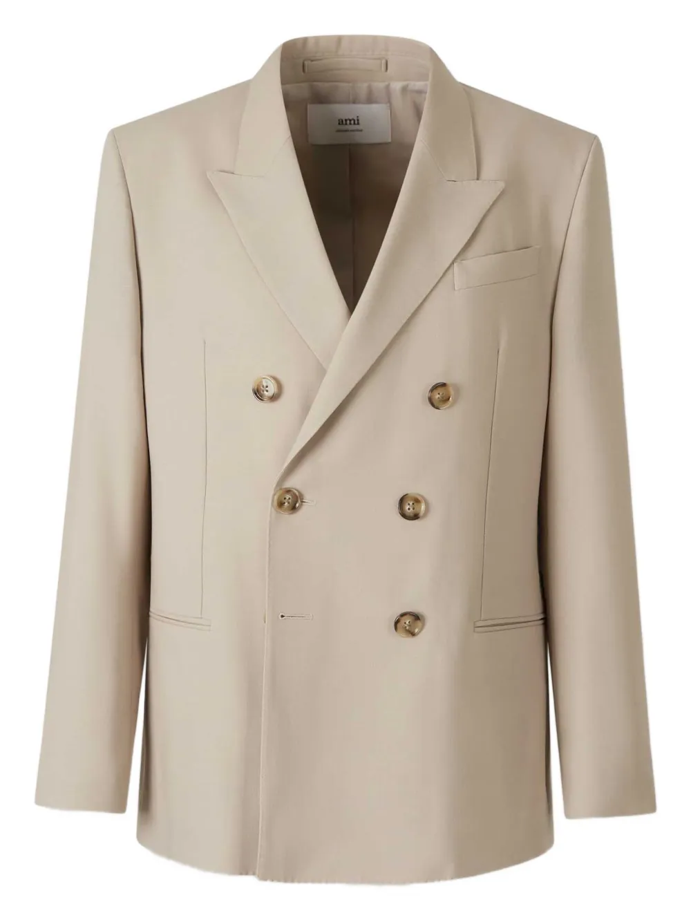 AMI Paris double-breasted wool blazer Beige