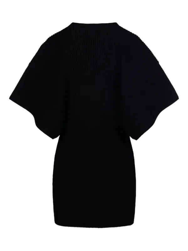 P.A.R.O.S.H. Ribbed flared-sleeve Mini Dress | Black | FARFETCH JO